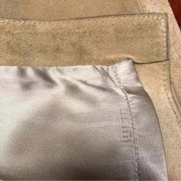 BANANA REPUBLIC  Y2K  Size 6 Tan Leather/Suede Front Slit  Skirt VINTAGE - Picture 15 of 15